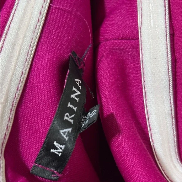 MARINA Fuchsia Draped off the shoulder Wide-Leg Jumpsuit - Picture 2 of 6